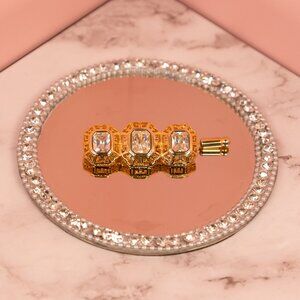 3 Crystal Gold Tone Brooch Pin
